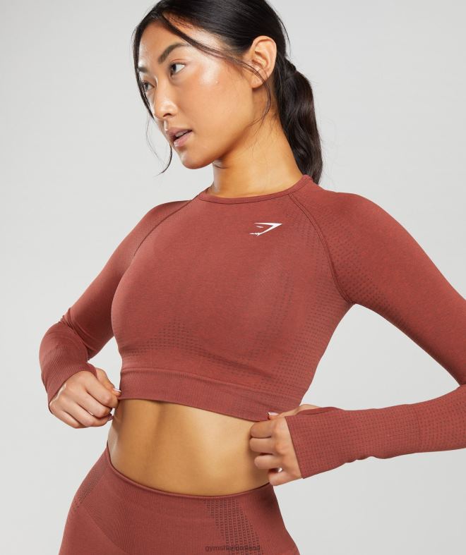 Women Vital Seamless 2.0 Crop Top 8004D460 Gymshark Brick Red Marl