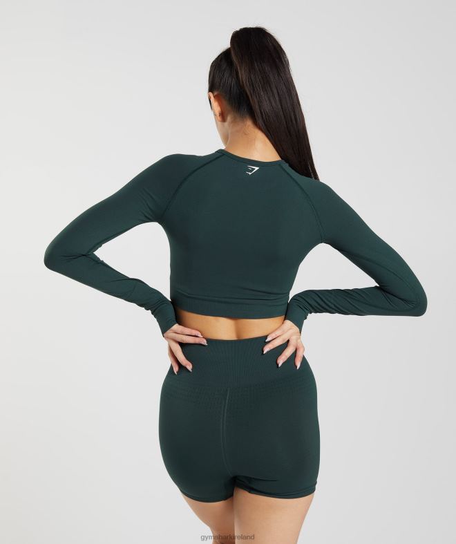 Women Vital Seamless 2.0 Crop Top 8004D480 Gymshark Woodland Green Marl