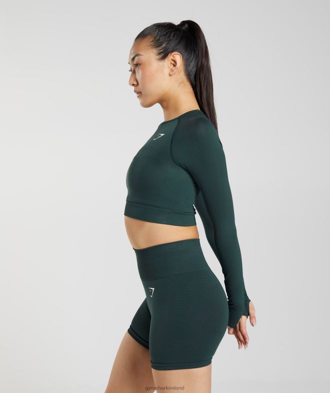 Women Vital Seamless 2.0 Crop Top 8004D480 Gymshark Woodland Green Marl