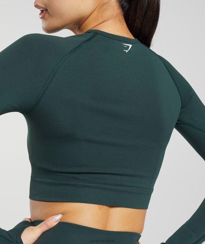 Women Vital Seamless 2.0 Crop Top 8004D480 Gymshark Woodland Green Marl